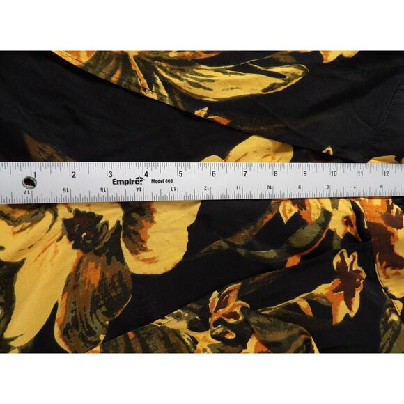 Faithfull The Brand Sz 6 Wrap Pants Black Orange Floral Palazzo Front Slits Pull - Picture 16 of 16